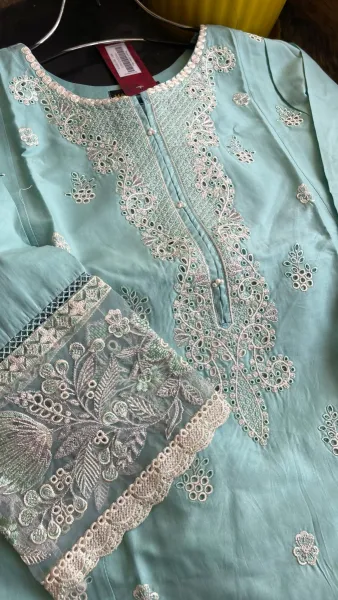 Pakistani Original Hayat's Stitched Cotton 2pcs_ Aqua Green 